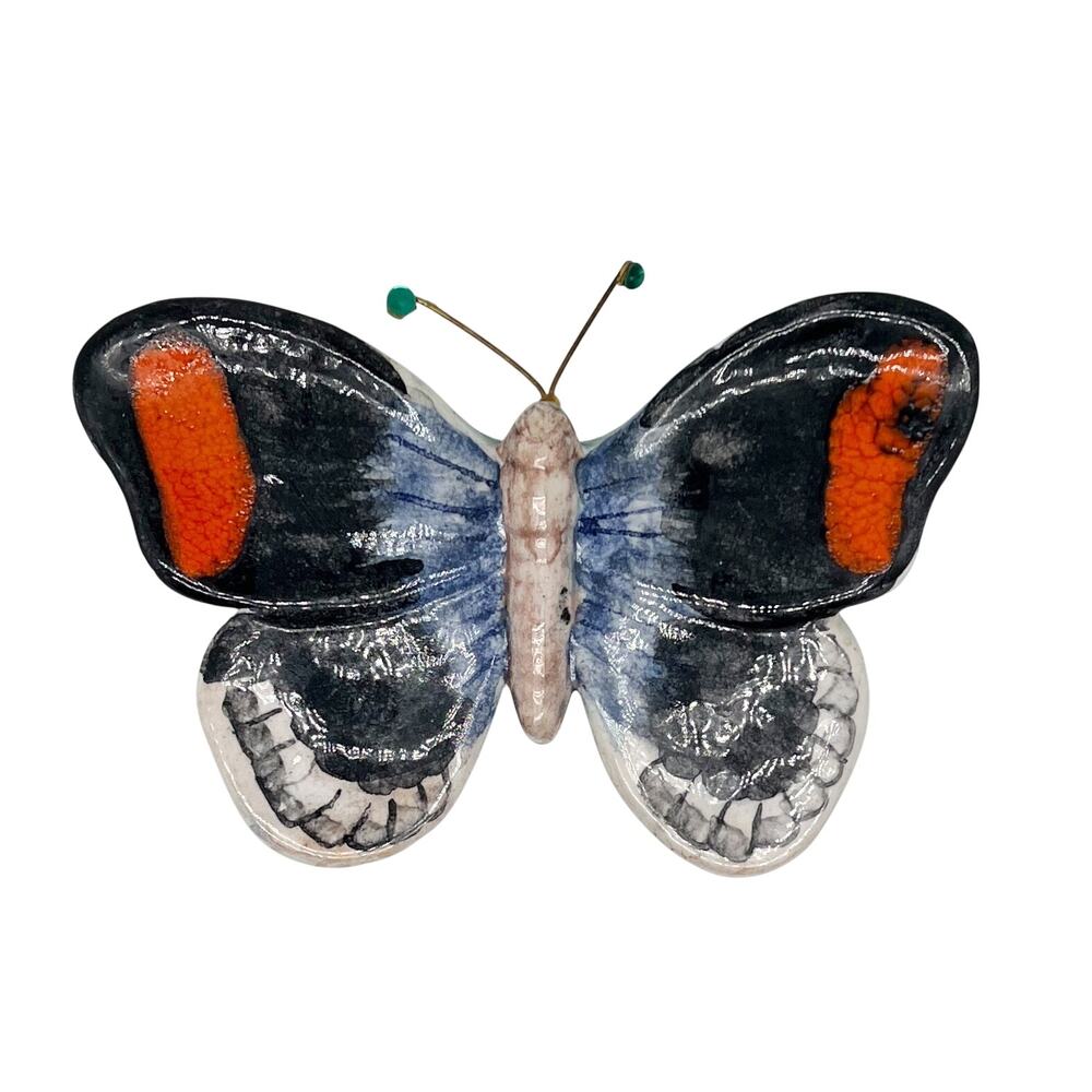 Vintage 1972 Famous Firsts Hand Painted Ceramic Butterfly Decanter Mini Bottle